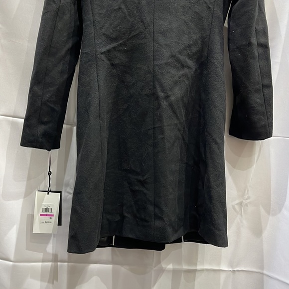 BNWT DKNY Full Length Fur collar Black wool Coat XXS - Picture 10 of 11